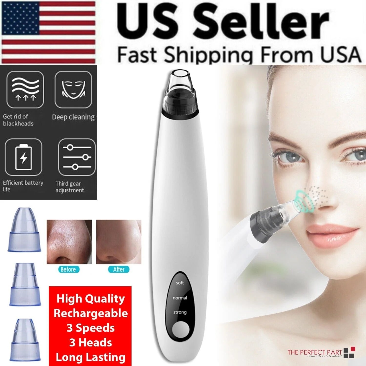 PureGlow Diamond Pro — Electric Blackhead Remover & Pore Vacuum Cleaner