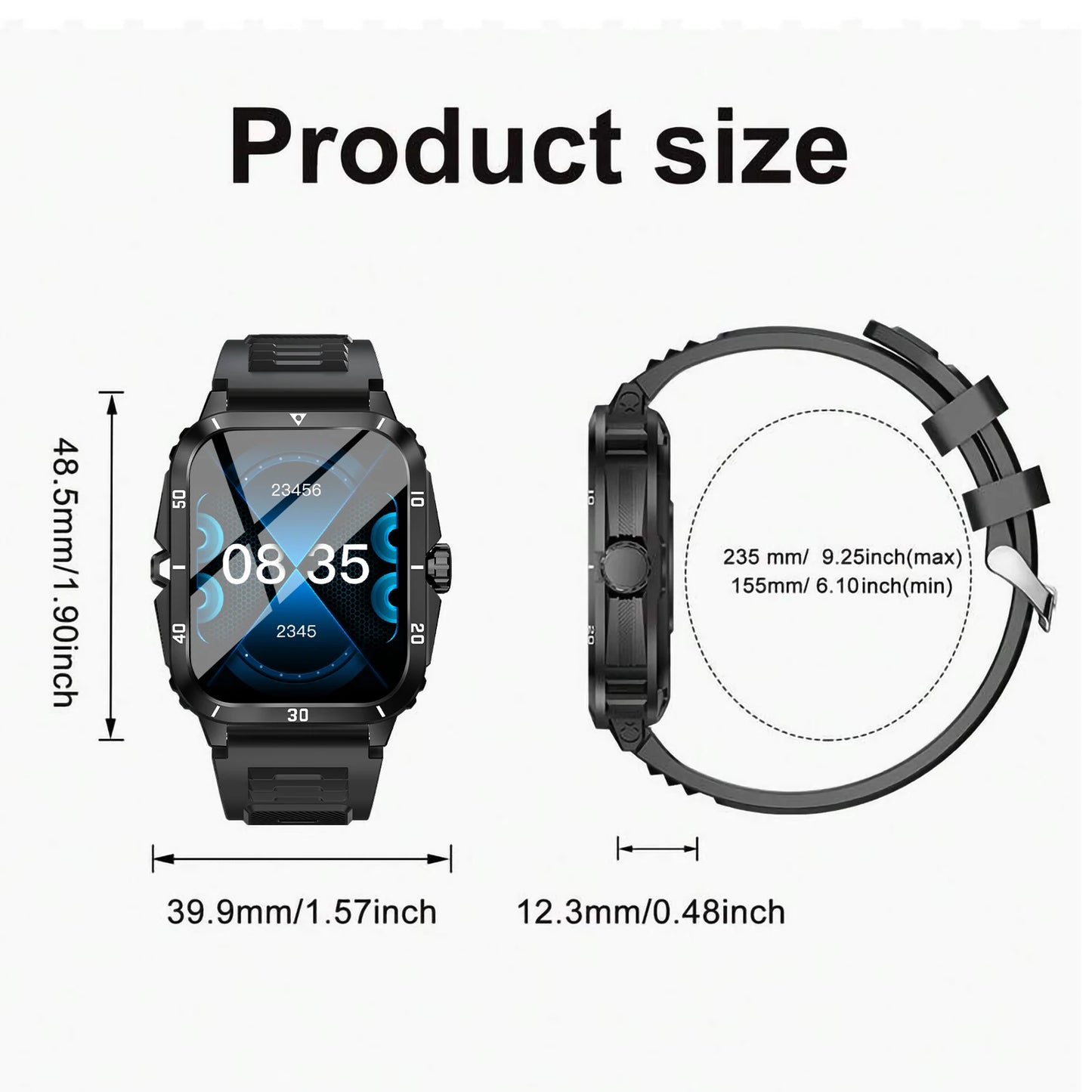 VibeSync™ Smartwatch – 1.96” HD Display, Bluetooth Calls & All-Day Health Tracking