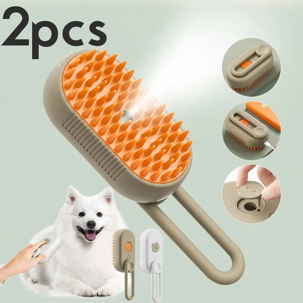 PawSteam™ 3-in-1 Pet Grooming Brush – Steam, Massage & De-Shedding in One Smart Tool