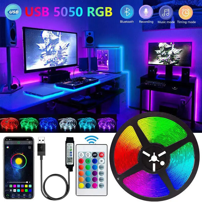 🌈 GlowSync™ Smart LED Strip Lights | Bluetooth App Control RGB Light Strip for Home, TV & Gaming Setup