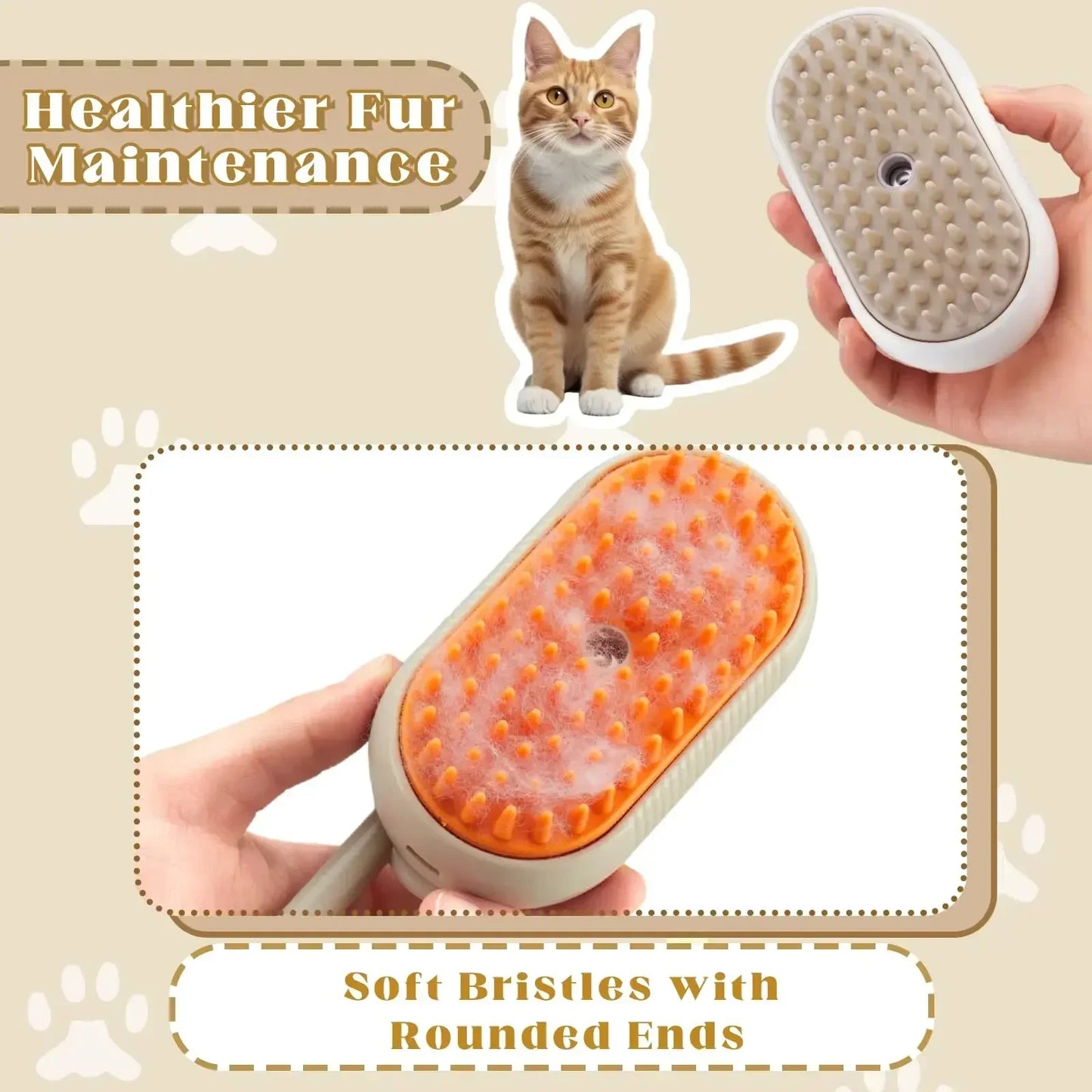 PawSteam™ 3-in-1 Pet Grooming Brush – Steam, Massage & De-Shedding in One Smart Tool