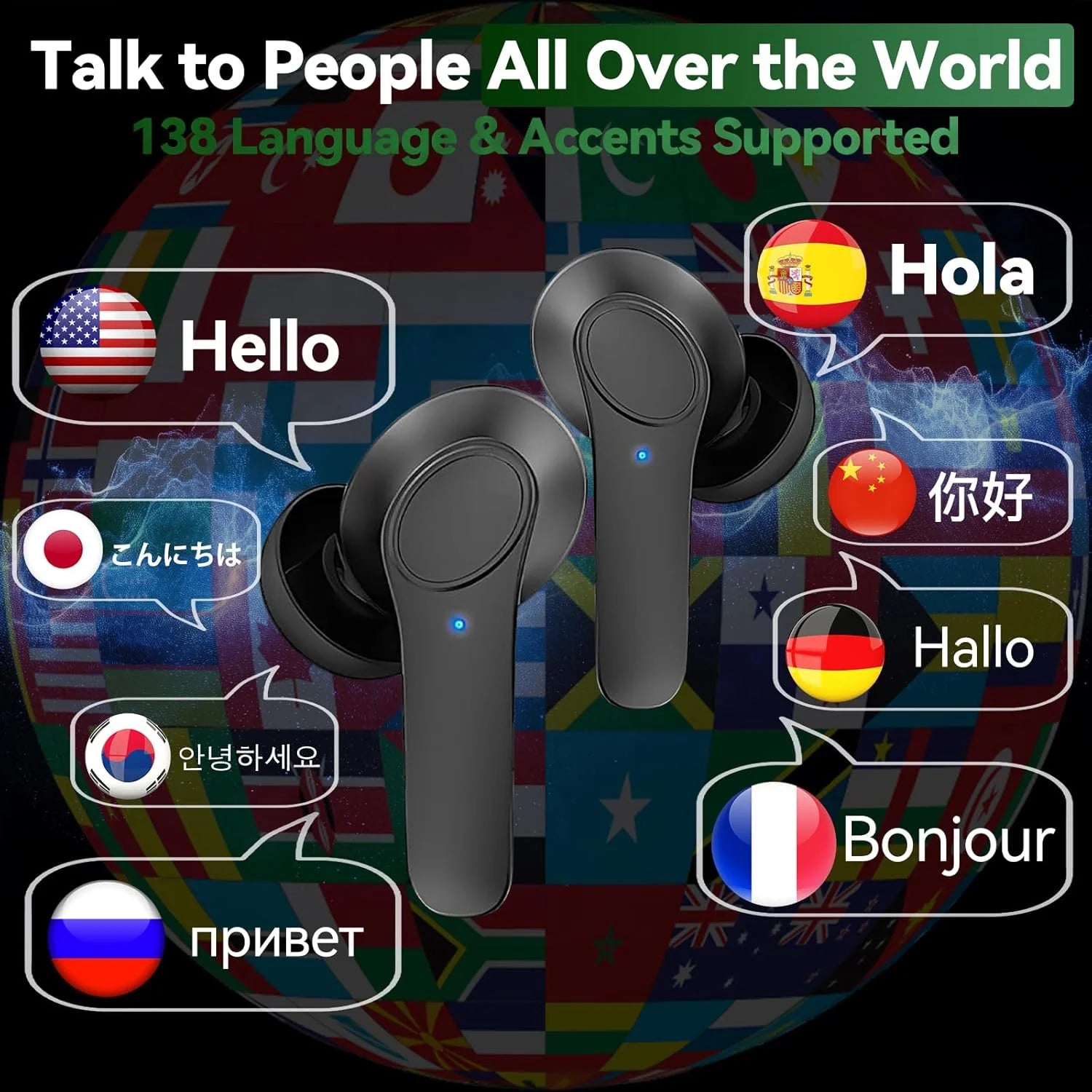 LingoLink Pro — 144-Language Smart Translator Earbuds with Real-Time AI Translation