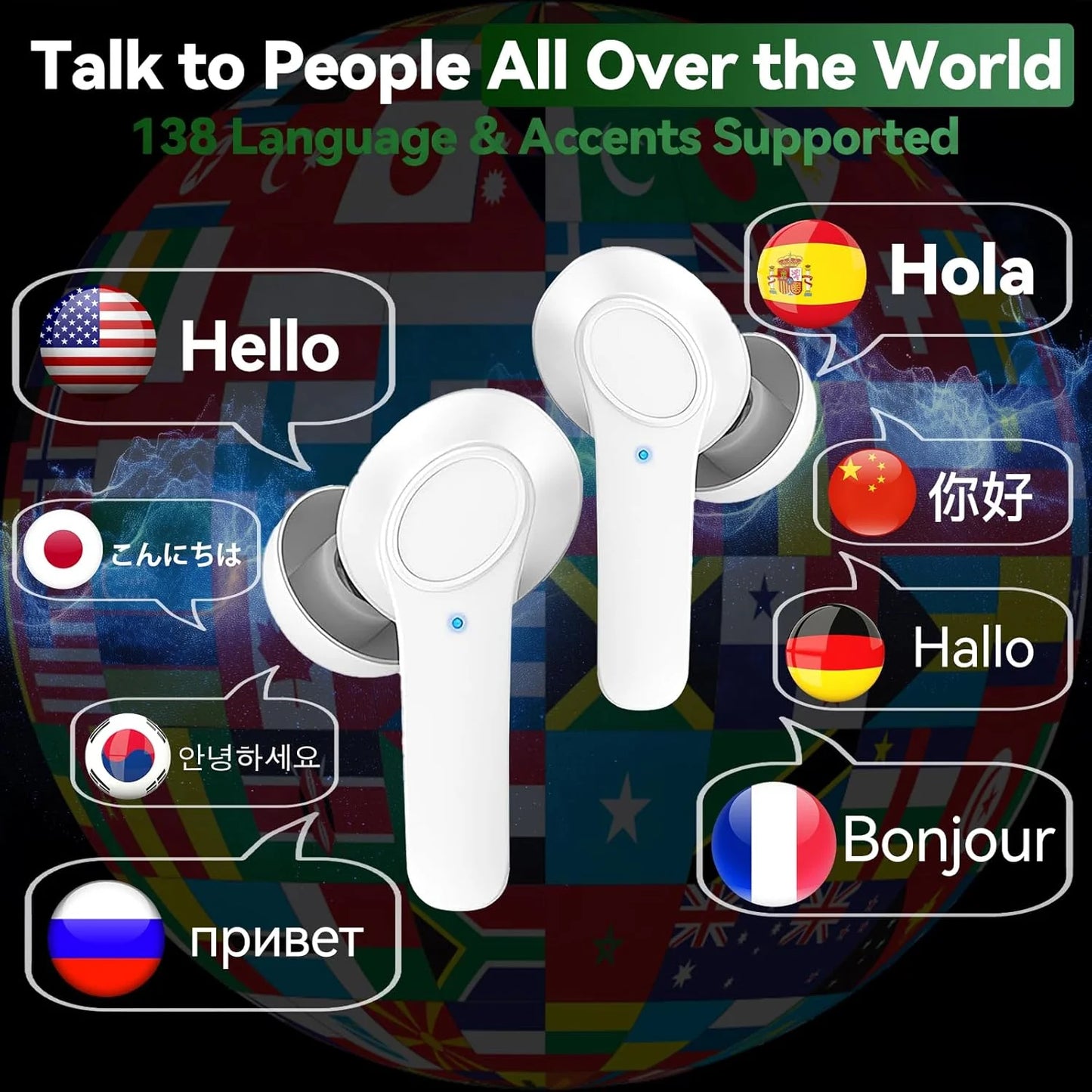 LingoLink Pro — 144-Language Smart Translator Earbuds with Real-Time AI Translation